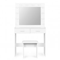 TOALETKA LED MODERNHOME Z LUSTREM I SZUFLADAMI BIAŁA