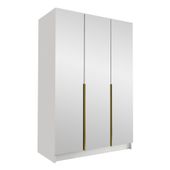 Szafa CALIA III 150 cm z lustrem-pojemna garderoba-BIAŁY+ZŁOTY