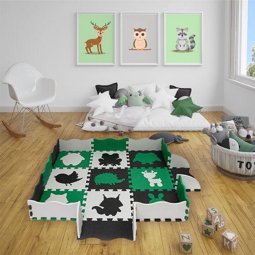 Mata Piankowa Edukacyjna Puzzle Dla Dzieci 114X114 Gruba Zielona na Arena.pl