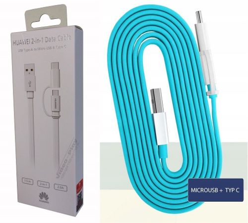 Kabel Huawei 2w1 Micro USB + TYP C 1,5m niebieski na Arena.pl