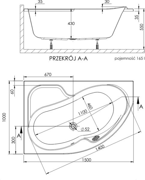 WANNA Z HYDROMASAŻEM NAROŻNA ASYMETRYCZNA 150x100 SPA JACUZZI zdjęcie 3