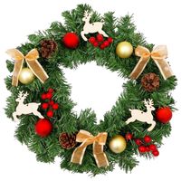 WIENIEC ŚWIĄTECZNY NA DRZWI UDEKOROWANY Z OZDOBAMI STROIK 40cm GIRLANDA