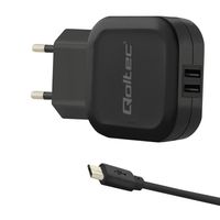 Qoltec Ładowarka sieciowa 5V | 3.4A | 17W | 2xUSB + kabel MicroUSB