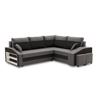 Narożnik, prawy, półka, pufy w prawym, LUSSO, 254cm, czarny | TYLETEGOTU