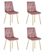 Krzesło tapicerowane welurowe LIBRA różowe z złotymi nogami kuchnia x4