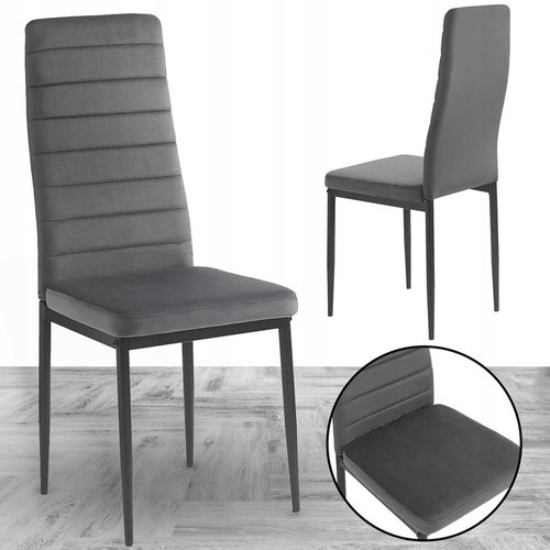 KRZESŁO PIKOWANE WELUR SALON JADALNIA KUCHNIA WYSOKIE MARK KT118 SZARE na Arena.pl