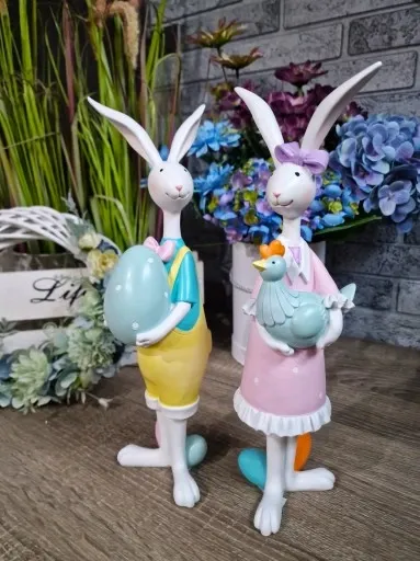 FIGURKA WIELKANOCNY ZAJĄC KRÓLIK z kurą zdjęcie 2