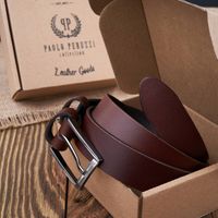 pasek męski skórzany do jeansów brązowy klasyczny 130 cm