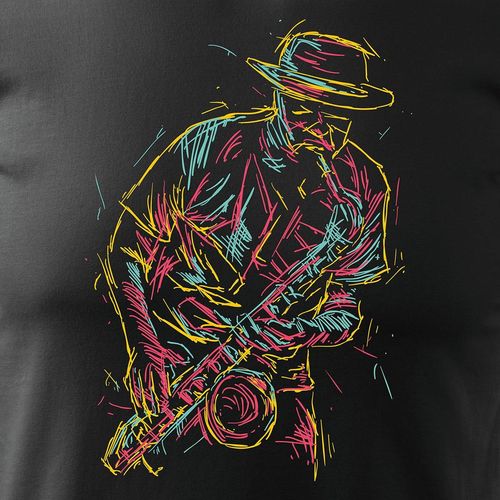 Koszulka rock rockowa jazz z saksofonem męska czarna REGULAR M na Arena.pl