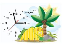 60CM 40CM ZEGAR OBRAZ ŻÓŁTY DINOZAUR RAMA ŚCIENNY