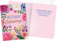Kartka Karnet B6 - Wszystkiego najlepszego - kwiaty