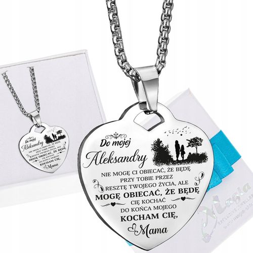 Srebrny Łańcuszek Zawieszka SERCE NASZYJNIK DLA CÓRKI OD MAMY Grawer BOX na Arena.pl