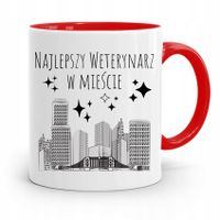 Kubek Czerwony Weterynarza Najlepszy Weterynarz Z Nadrukiem Ze Zdjęciem