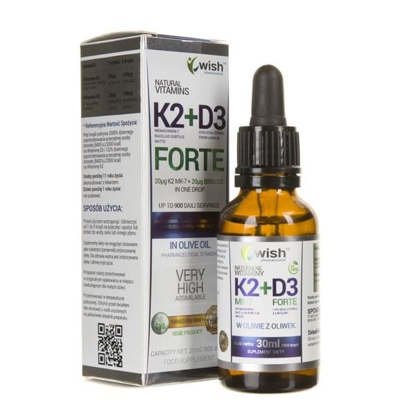 Wish Witamina K2 Mk 7 D3 Forte W Kroplach 30 Ml