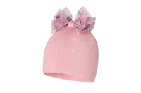 Broel AGNIESZKA czapka podwójna tiulowy pompon róż 40-42