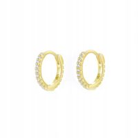 Fraise kolczyki 1,1cm kółka z cyrkoniami srebrne S925 pozłacane 14K