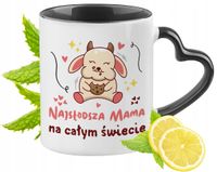 Dla Mamy Kubek Czarny Z Uszkiem W Kształcie Serca Na Prezent Z Nadrukiem