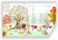 Fototapeta PREMIUM STRUKTURA ZMYWALANA Tapeta dziecięca las drzewa