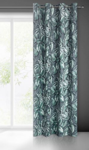 Zasłona gotowa na przelotkach PALERMO 140x250 zielona w liście na Arena.pl