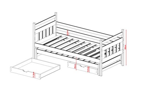 ŁÓŻKO PIĘTROWE 2- osobowe DANIEL 80X200 WYSUWANE na Arena.pl
