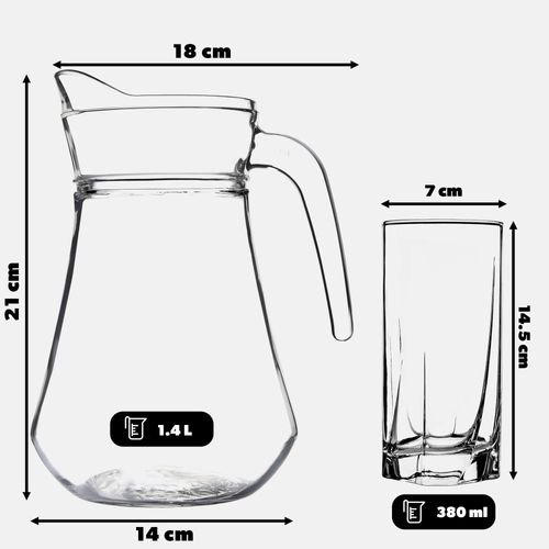 Kadax Dzbanek 1,4L + 6 Szklanek 380ml Na Wodę Sok na Arena.pl