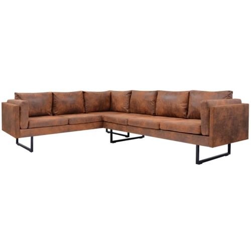 VidaXL Sofa narożna, tkanina, brąz na Arena.pl