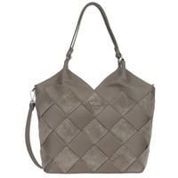 VEZZE torebka damska skórzana shopper pleciona z paskiem V538 taupe
