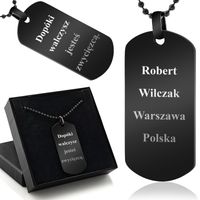 Nieśmiertelnik blaszka ze stali + GRAWER Prezent na Dzień CHŁOPAKA