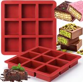 Forma Silikonowa do Czekolady i Brownie 2 Sztuki 9 Kostek Ceglasta Duża