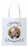 Donald Tusk Platforma Torba Eco Biała Shopper Z Nadrukiem Ze Zdjęciem