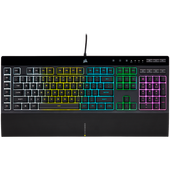 corsair k55 rgb pro gaming keyboard, backlit zoned rgb led, rubberdome