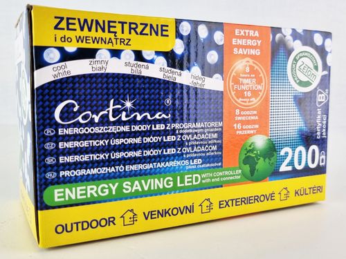 Lampki choinkowe 200 LED wewnętrzne + gniazdo + timer na Arena.pl
