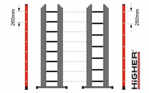 DRABINA ALUMINIOWA 3x10 HIGHER na schody + GRATIS na Arena.pl