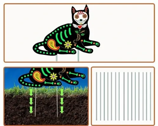 ZESTAW 5 fluorescencyjnych przerażających kotów święcace w ciemności +kotwy zdjęcie 4