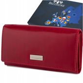Portfel skórzany damski RFiD skóra na karty klasyk duży czerwony