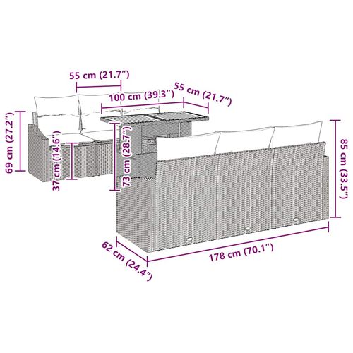 Zestaw Sof na Ogród z przechowywaniem 7 pcs Beżowy Polirattan na Arena.pl