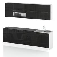 Meble Kuchenne Kuchnia Robo Lux 2.6m Modułowa Nowoczesna Czarny Połysk