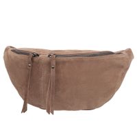 VERA PELLE nerka zamszowa saszetka biodrówka z suwakami V672 taupe