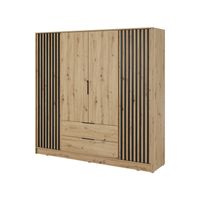 Szafa uchylna z lamelami Nelly czterodrzwiowa z szufladami dąb artisan