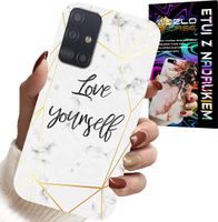 ETUI DO SAMSUNG GALAXY A71 - BIAŁY MARMUREK W ZŁOTE RAMKI LOVE YOU