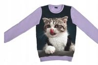 Liliowa bluza damska z małym kociakiem XL