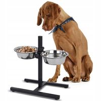 ZESTAW 2 MISEK NA STOJAKU MISKI METALOWE REGULOWANA WYSOKOŚĆ DLA PSA 2X1,8L