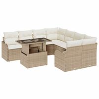 Zestaw Sof na Ogród 9 pcs Beżowy 100 x 55 x 73 cm Polirattan