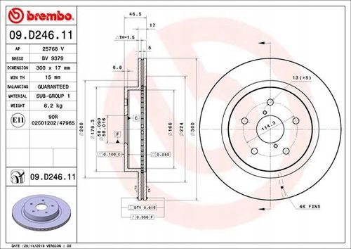 TARCZA HAM TYL 300X17 V BREMBO na Arena.pl