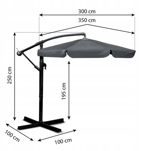 Parasol Ogrodowy Duży Składany z wysięgnikiem pokrowiec 6 segmentów Ø 350cm na Arena.pl