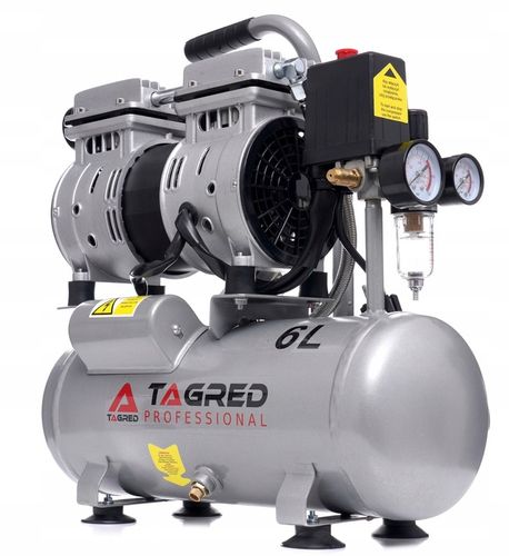 SPRĘŻARKA KOMPRESOR BEZOLEJOWY MOCNY WYDAJNY 6L 550W DWA TŁOKI R2 10 BAR na Arena.pl