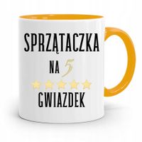 Dla Sprzątaczki Kubek Żółty Na Prezent Urodziny Z Nadrukiem Ze Zdjęciem
