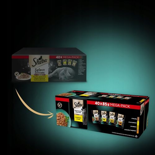 SHEBA drobiowe smaki mokra karma dla kotów w sosie saszetki 40x85 g na Arena.pl