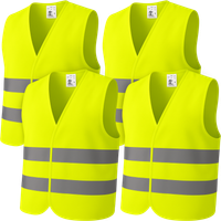 4X KAMIZELKA ODBLASKOWA ZESTAW KAMIZELEK OSTRZEGAWCZYCH 4SZT JASKRAWE