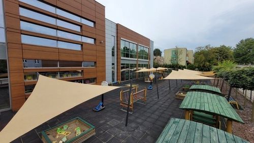 ŻAGIEL PRZECIWSŁONECZNY OGRODOWY BARDZO MOCNY HDPE TRÓJKĄT PIASKOWY 7X7X7 na Arena.pl